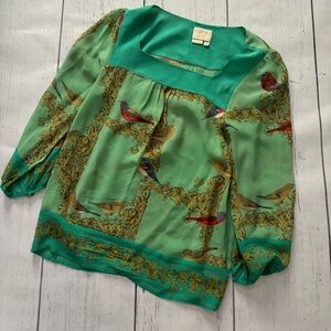 Beautiful Anthropologie bird blouse
